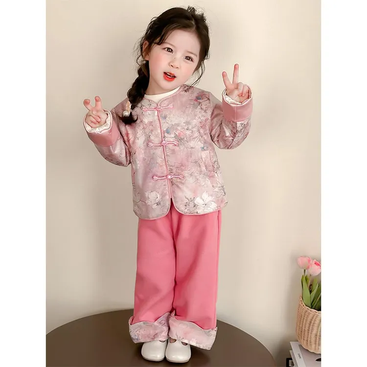 汉服女童国风套装春秋款儿童新中式衣服女孩古装宝宝唐装周岁礼服