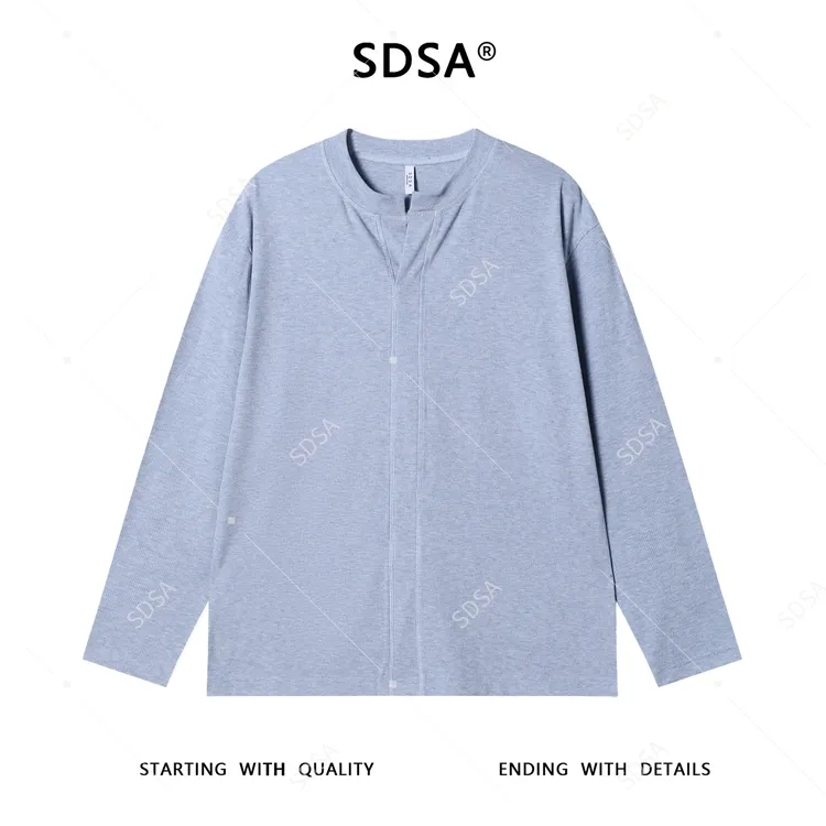 SDSA男士秋冬新款痞帅男装韩版简约小V领长袖T恤百搭时尚休闲上衣