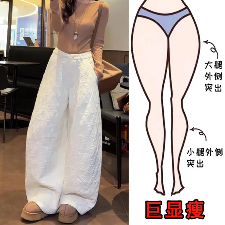 2026新款女装休闲百搭设计感棉裤梨形身材显瘦高腰宽松阔腿拖地裤