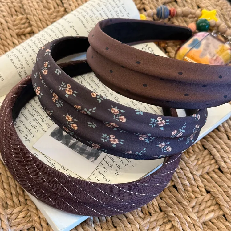 咖棕系列美拉德色发箍复古宽边凹凸头箍发卡发饰设计感女