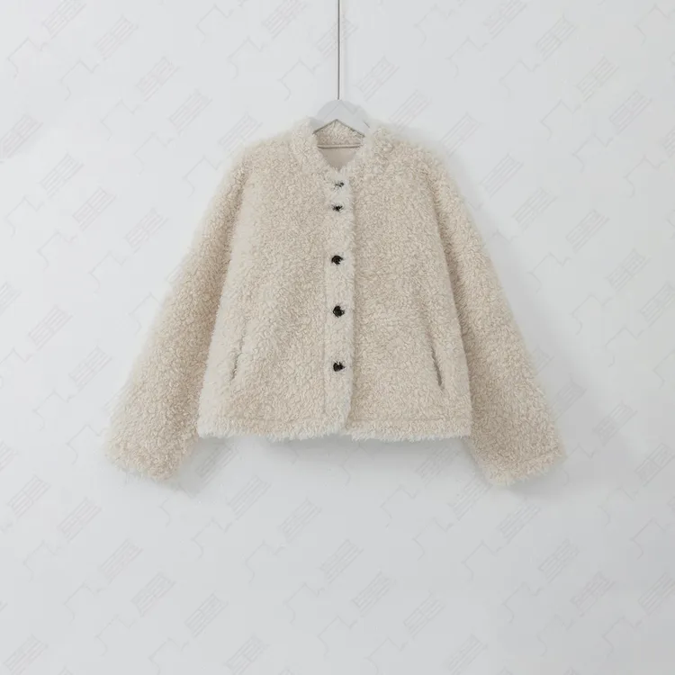 几里与麻 仿羊羔毛皮毛一体外套 衣长56胸围114 2101643