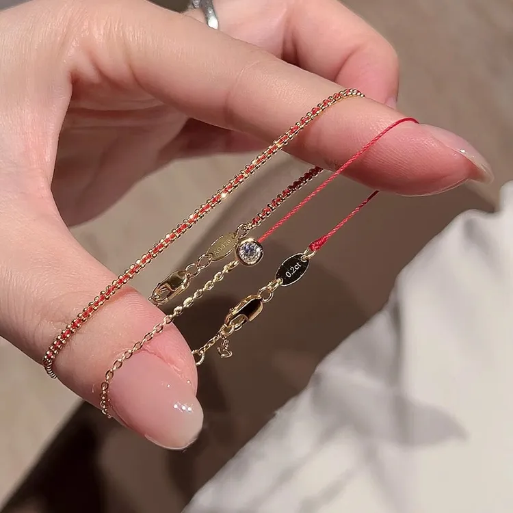 合金亚克力手链 编织红绳手链轻奢高级感小众百搭新中式转运手绳