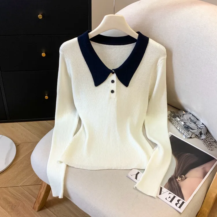 2025早秋新品时尚修身显瘦设计感小众超好看气质绝美polo衫针织衫