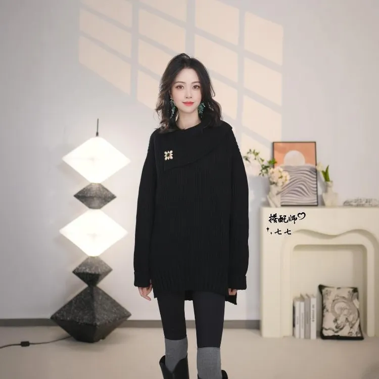 哥弟加厚毛衣女款爆款2025新款洋气高领羊绒衫千金慵懒风1399528