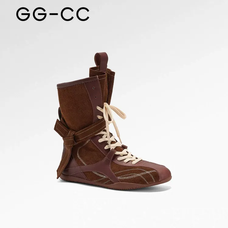 【拳击天使】GGCC2025年冬季新款复古高帮拳击靴女机车靴子短靴子