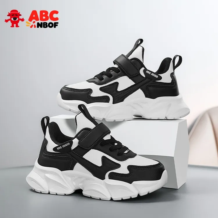 ABC NBOF男童鞋学生皮面防水运动鞋男中大童软底跑步鞋老爹鞋防滑