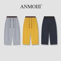 ANMOIII【设计师款】秋冬绵羊毛弯刀裤双拼色抽绳时尚休闲裤子女