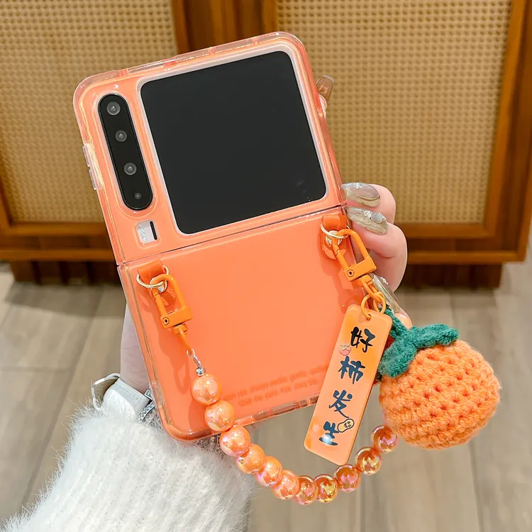 适用华为purax手机壳橙色手链pocket2折叠屏女款novaflips保护套