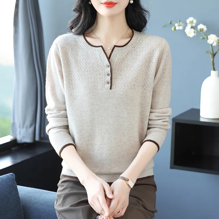 2025春夏新款韩系设计感宽松打底衫妈妈装高级感针织女士别致上衣