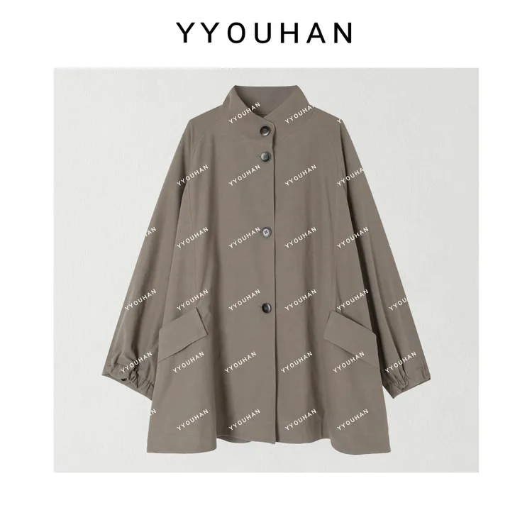 YYOUHAN 2025新款【新篇在即】极简显瘦百搭立领风衣外套 2508C4478