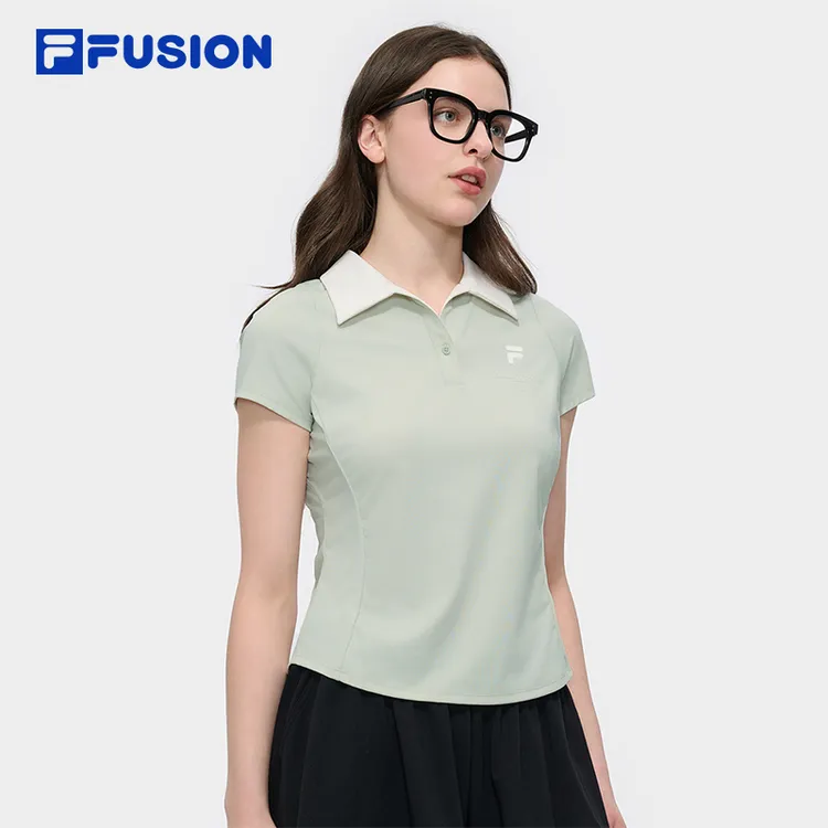 【撞色潮流女款Polo衫】FILA斐乐夏季速干凉感透气时尚T11W525107