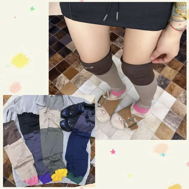 长款腿套秋新款撞色堆堆袜刺绣字母花边日系轻奢小众款羊毛袜套