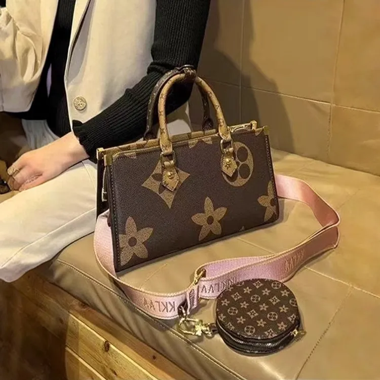 香港正品真皮大牌奢侈品女包2025新款托特包老花手提大容量单肩包