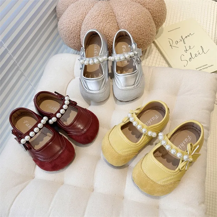 女童春秋韩版公主鞋森系甜美蝴蝶结皮鞋短靴秋季欧若软底女宝宝