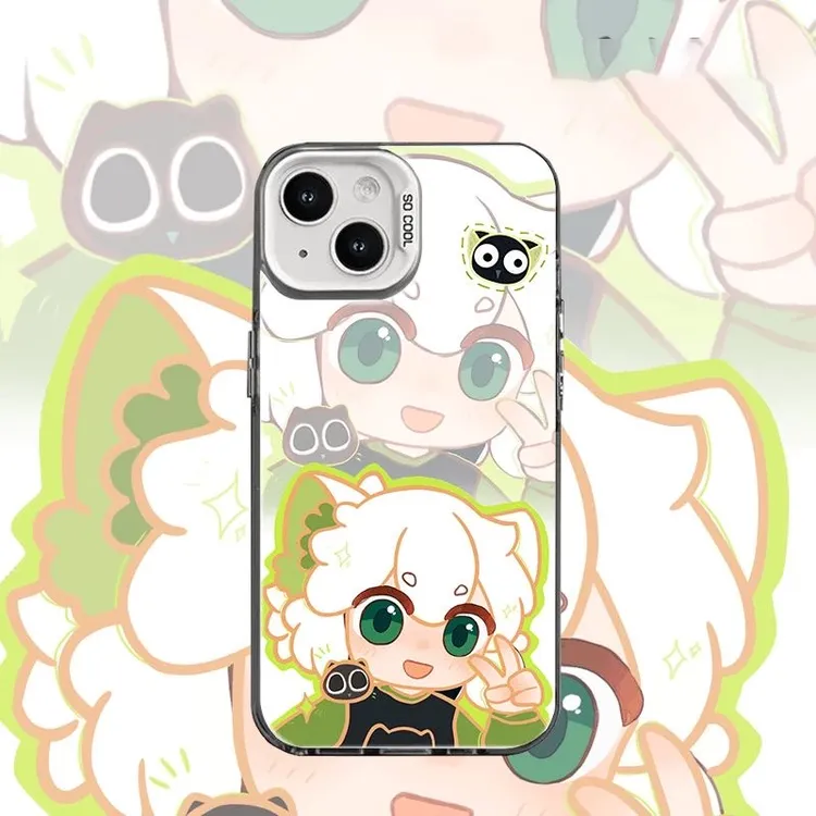 创意比耶Q版小黑彩银适用iPhone17/16手机壳华为P70oppo小米vivo