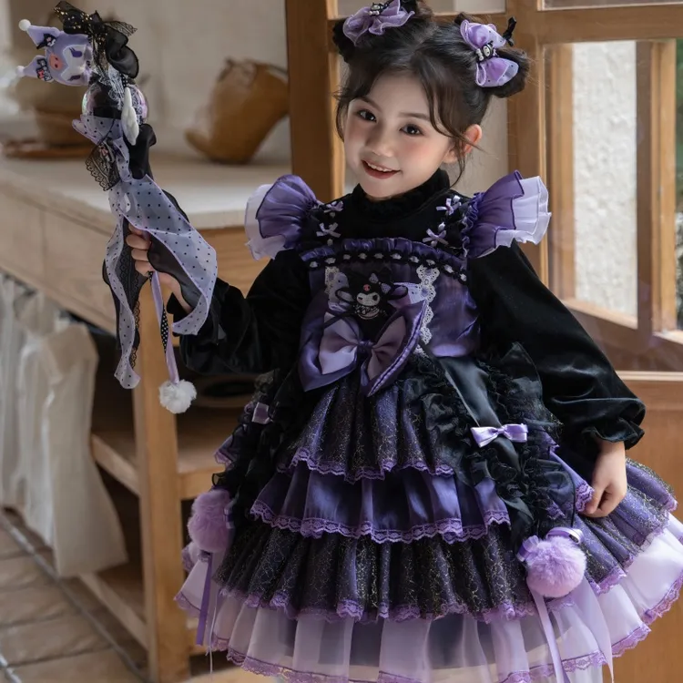 女童加绒金丝库洛米蛋糕裙洛丽塔三丽鸥冬装公主裙生日礼服连衣裙