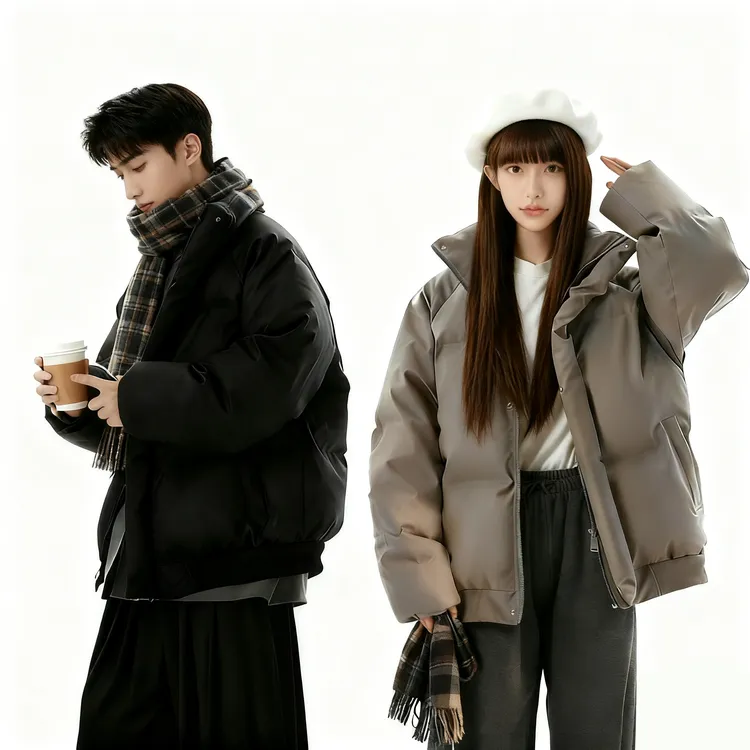 美式立领加厚PU皮棉衣男冬季潮流加厚保暖棉袄情侣装短款棉服外套