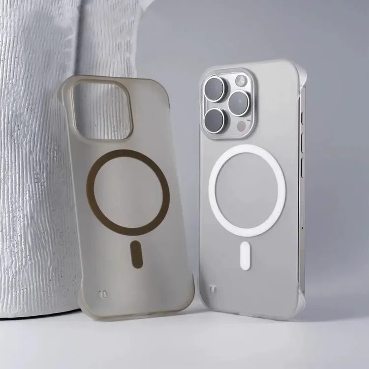 磁吸款无边框磨砂适用苹果16promax手机壳iPhone15轻薄13/14半包
