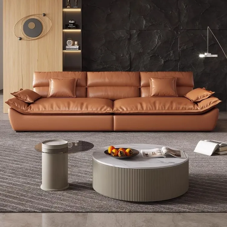 2025最新款意式极简头层牛皮帆船沙发超宽大坐深真皮客厅家用创意