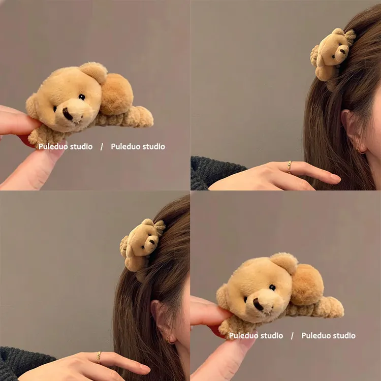 保暖新宠!发量少毛绒刘海抓夹!中号鲨鱼夹发卡后脑勺高级感发夹