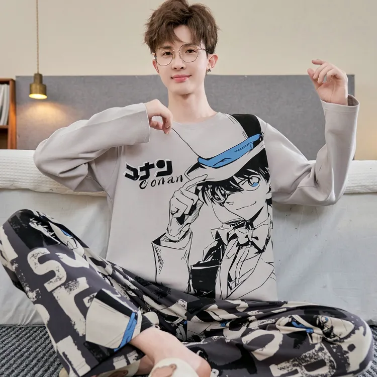 YUZHAOLIN/俞兆林卡通动漫男士长袖圆领睡衣春秋季宽松青少年套装