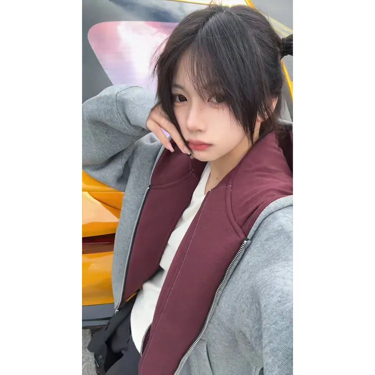 【707同款】oclin帝王红内空气层款连帽卫衣男重磅开衫750gboxy外套