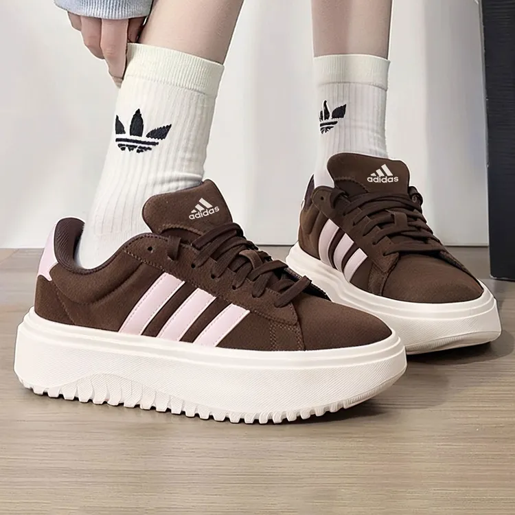 阿迪达斯女鞋厚底板鞋2025新款运动鞋GRAND COURT休闲鞋子 KI5137