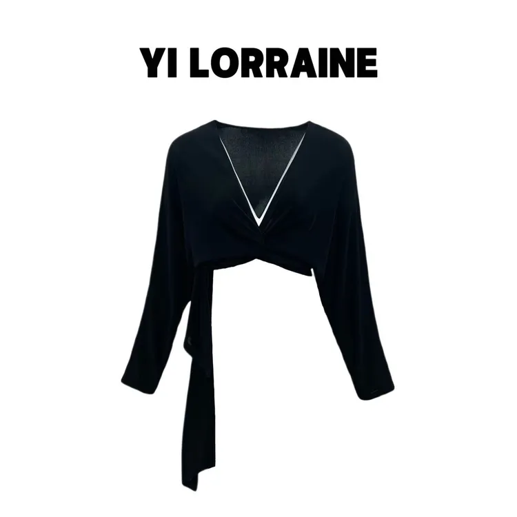 YI LORRAINE/旖洛琳原创设计进口醋酸蝙蝠袖显瘦披肩多种穿法5011