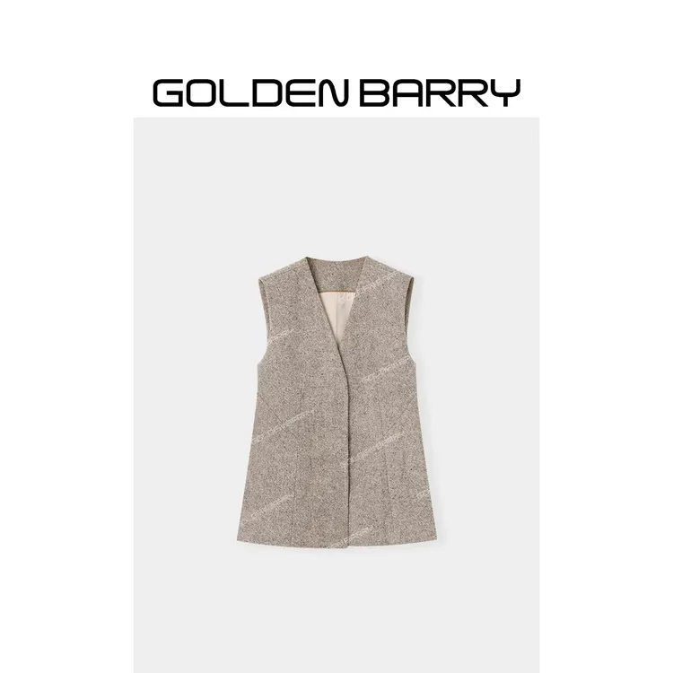 GOLDENBARRY|144007“米兰往事”极简收腰羊毛马甲