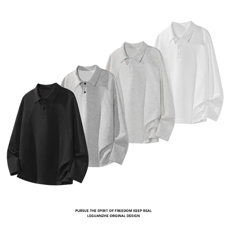 华棉270g重磅polo衫长袖秋季2025新款休闲结构感上衣帅气男士卫衣