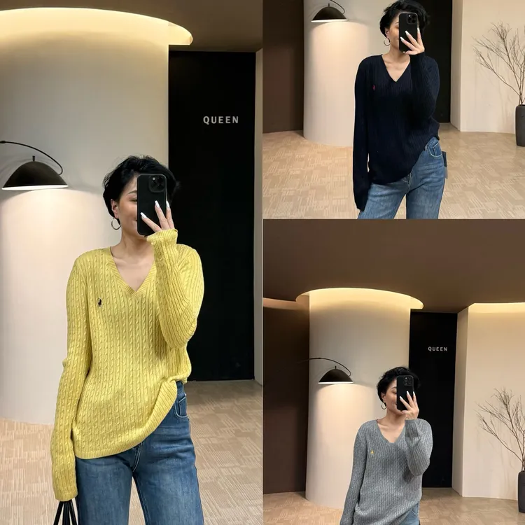 美丽定制V领抗起球毛衣160斤以内