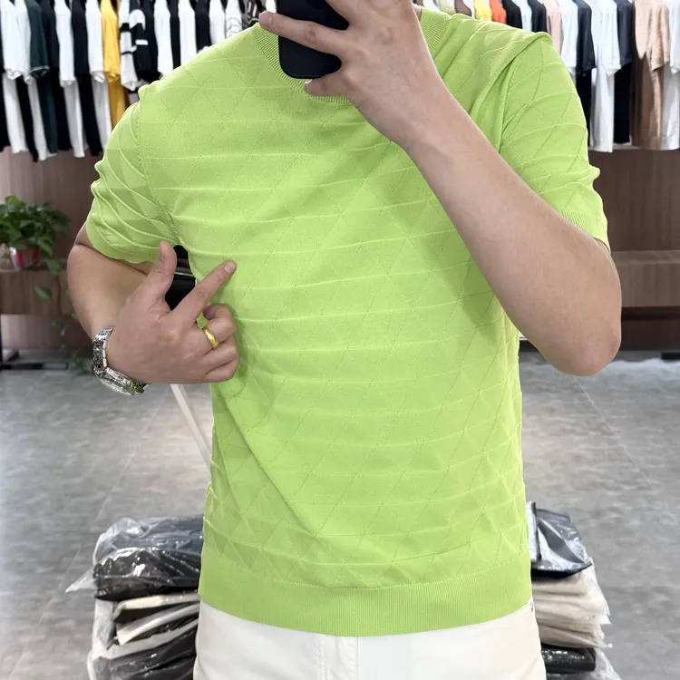 2025男士新品高级感气质简约百搭个性休闲圆领短袖2522145