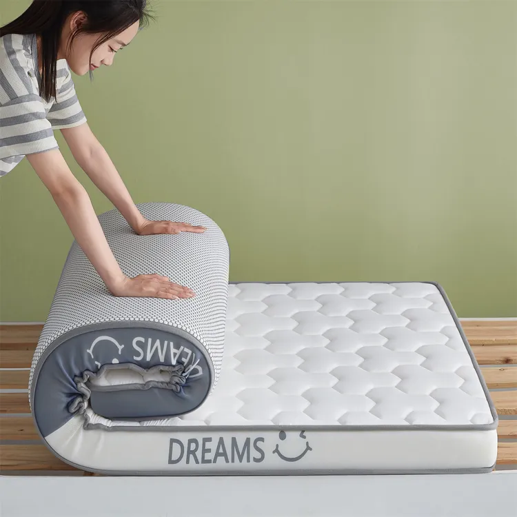 2025新款A类针织乳胶立体记忆海绵学生床垫--微笑