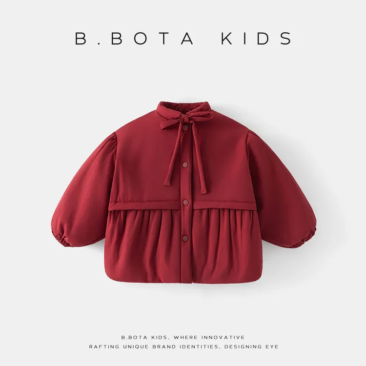 〖姐姐家〗2025冬款儿童萌娃穿搭立领蝴蝶结棉袄外套26856