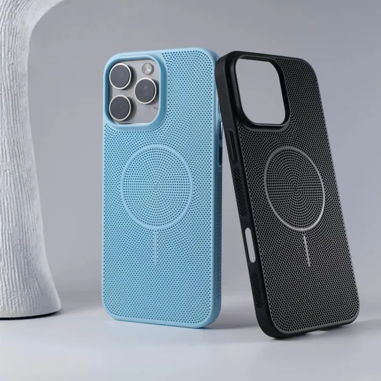 【0指纹散热】透气网孔磁吸适用苹果17pro手机壳ip16pro/15/14磨砂