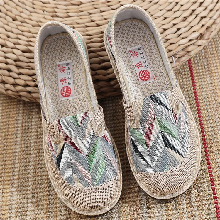 京睿老北京布鞋汉服鞋复古简约老北京布鞋平底妈妈鞋一脚蹬浅口