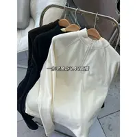 R 宽松拉链T恤秋冬立领卫衣女 网红长袖半高领加厚女百搭