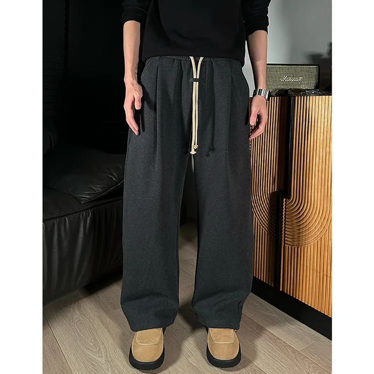 【加绒冬季】百搭复古风宽松加绒长裤冬季男士保暖抽绳直筒休闲裤