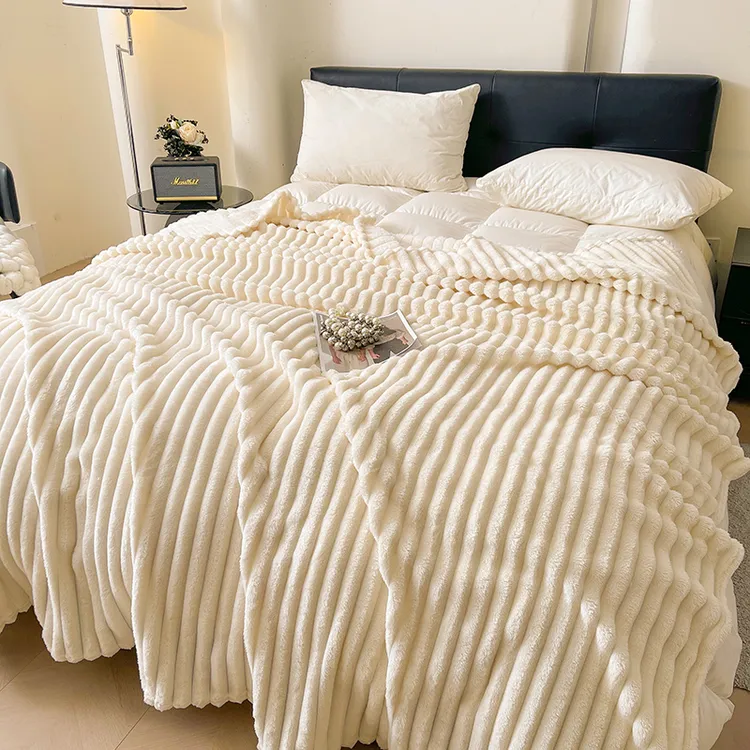 兔毛绒冬季保暖毯子加绒毛毯铺床午睡盖被珊瑚绒毯法兰绒加厚床单商品图