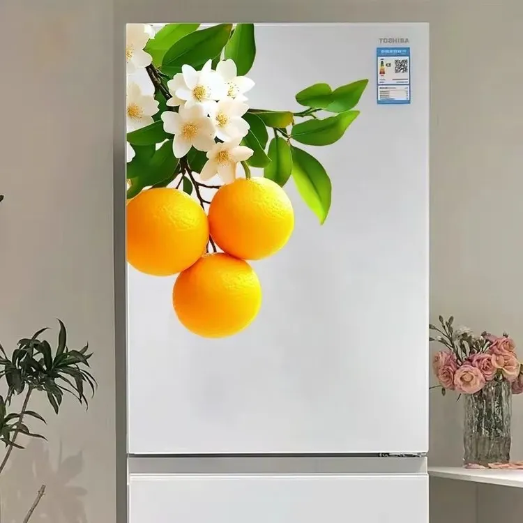 脐橙花图案冰箱贴纸专用装饰自粘防水贴画丰收好寓意装饰画冰箱贴