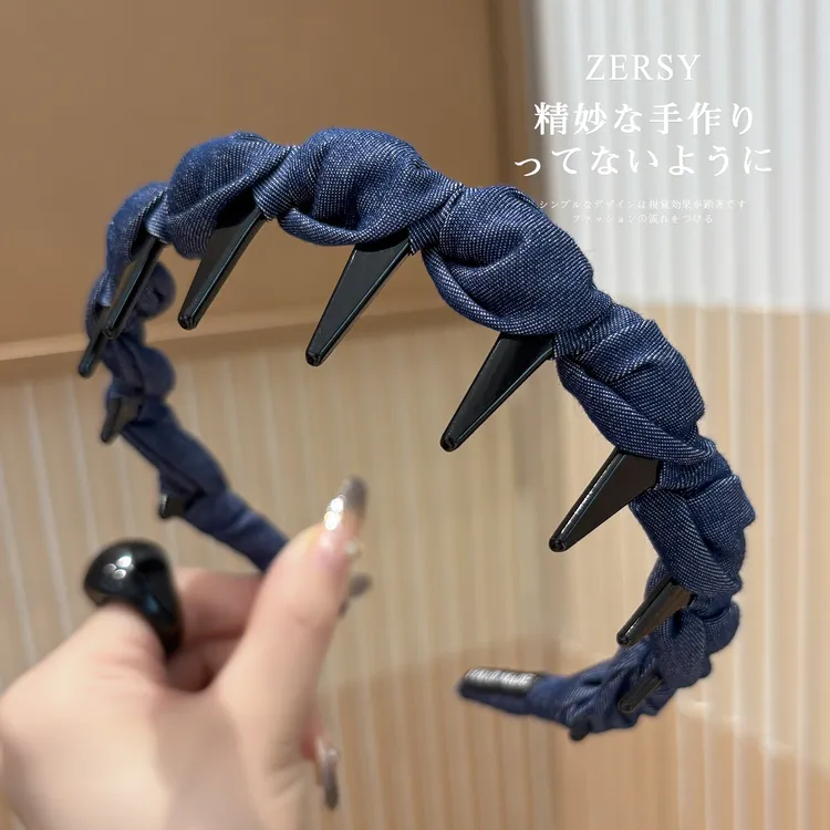 带齿宽麻花牛仔发箍女款2025新款日常外戴头箍高级感洋气时尚发卡