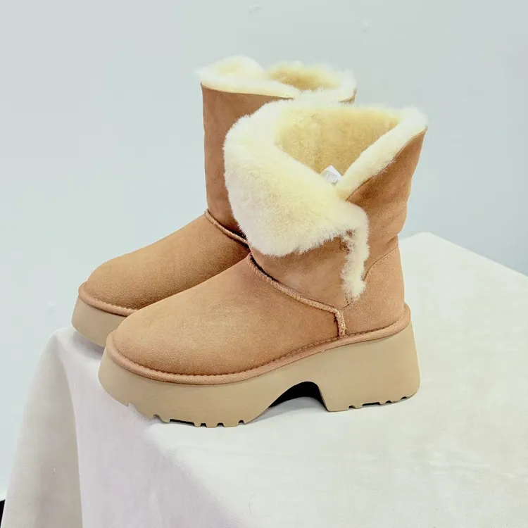 明星同款缝制真皮羊毛两穿时尚雪地靴长筒增高皮毛一体百搭DN1533