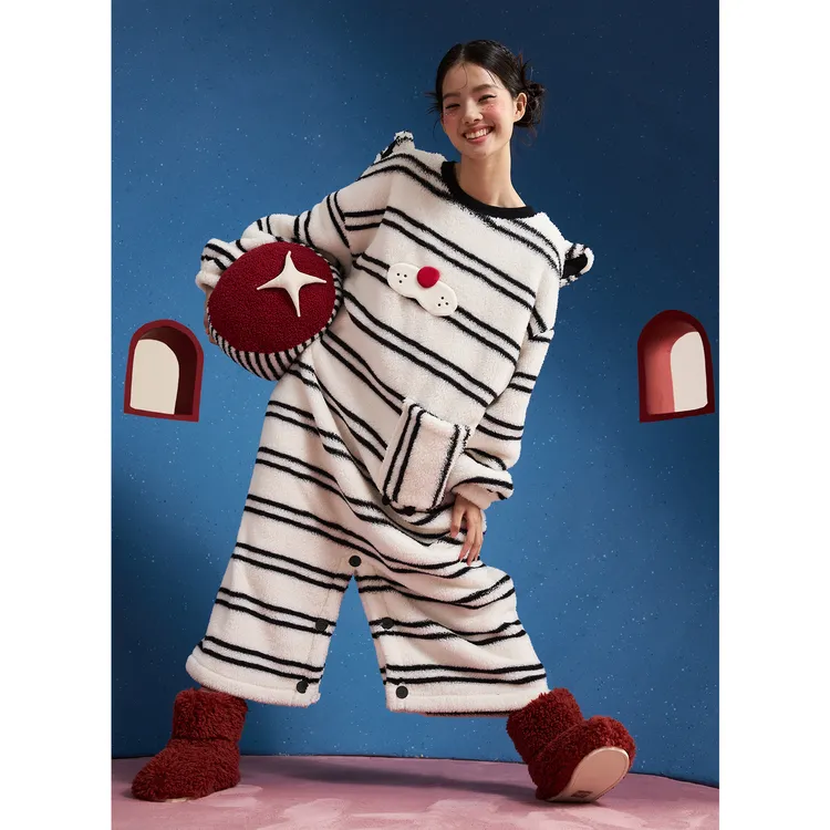 yso【酷猫系列】新款睡衣女连体睡裙两穿秋冬本命年家居服女冬