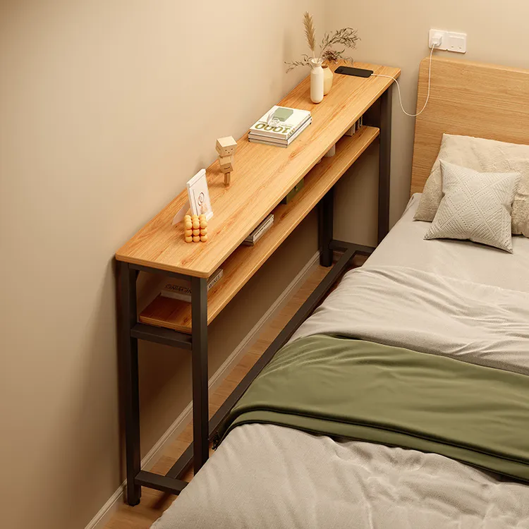 墙边小窄桌床边窄夹缝柜卧室床尾置物架落地收纳柜靠墙一字长条桌