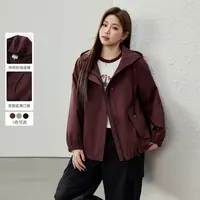 【休闲运动风个性连帽百搭外套】纤莉秀大码女装秋季显瘦外套QK0527