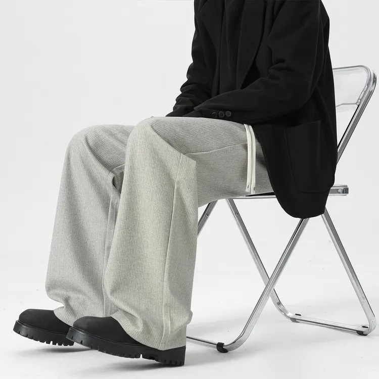 阔腿裤休闲裤灰色男士韩式直筒裤直筒运动裤子ins百搭高街宽松