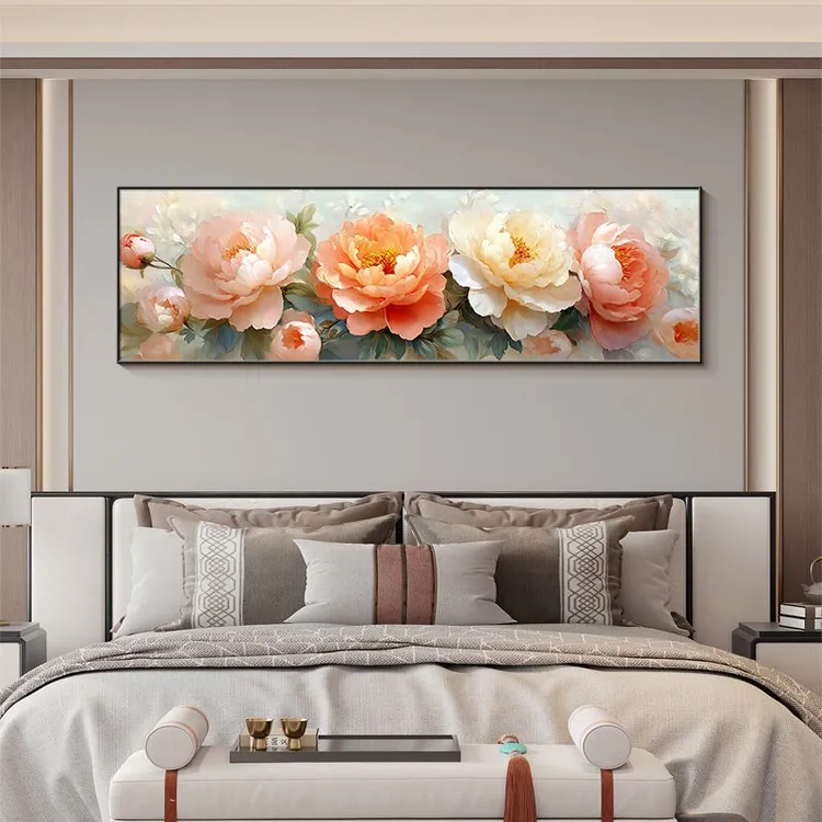 花开富贵沙发背景墙装饰画中式牡丹花现代卧室牡丹客厅挂画壁画