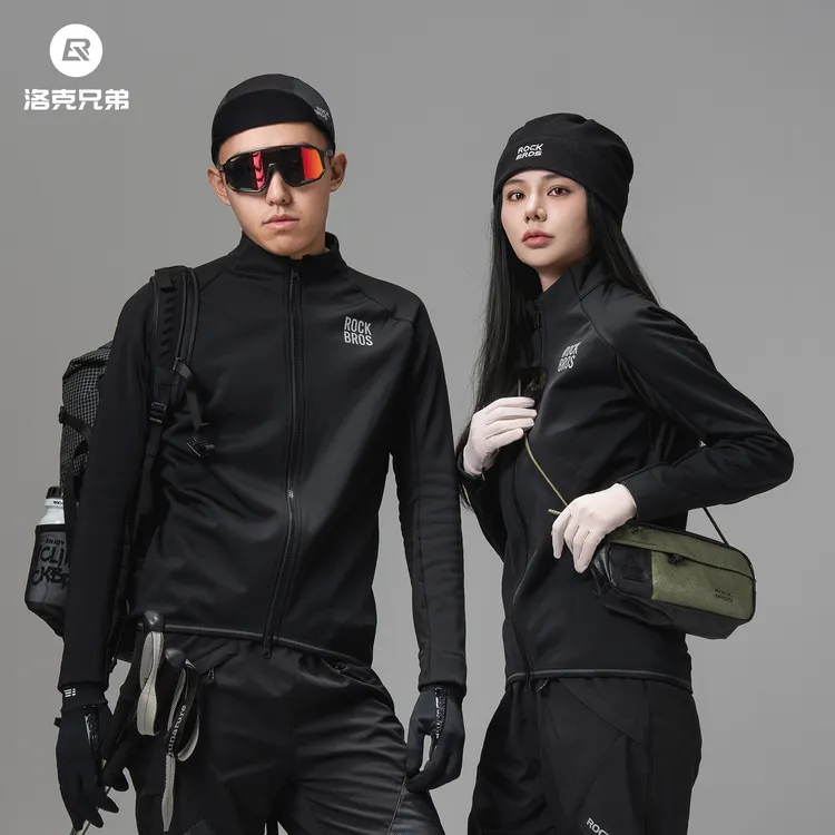 洛克兄弟防风骑行服长袖上衣男女款抓绒保暖公路山地车运动服冬季