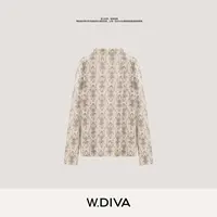 W.Diva【雾语花纱】半高领设计感修身内搭印花长袖上衣女53T063053
