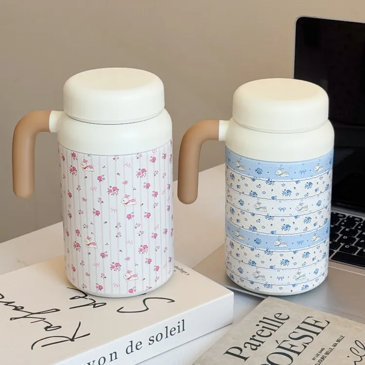 可爱大容量保温杯高颜值女生上班族水壶茶水分离水杯学生杯子